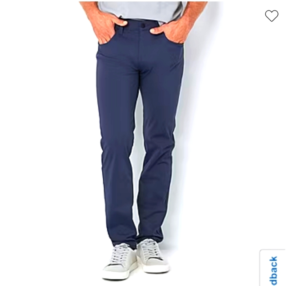 Nwt Stylus 5 Pocket Mens Slim‎ Fit Flat Front Pants in blue nights